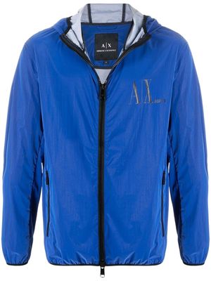 Armani Exchange logo-print hooded lightweight jacket - Blue