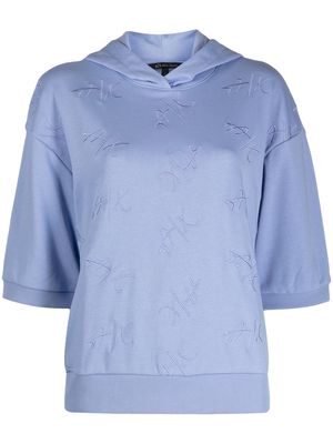 Armani Exchange logo-print hooded T-shirt - Blue