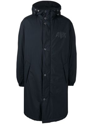Armani Exchange logo-print hooded trench coat - Blue