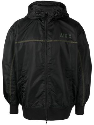 Armani Exchange logo-print hooded windbreaker - Black