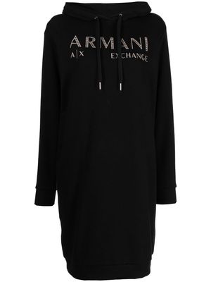 Armani Exchange logo-print hoodie dress - Black