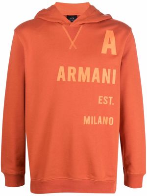 Armani Exchange logo print hoodie - Orange