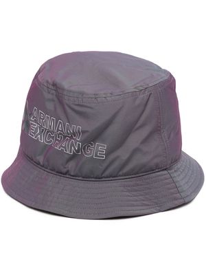 Armani Exchange logo-print iridescent-effect bucket hat - Grey
