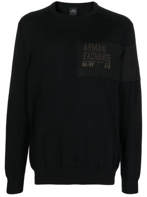 Armani Exchange logo-print knit jumper - Black
