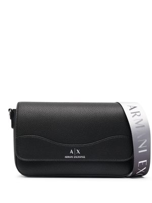 Armani Exchange logo-print leather crossbody bag - Black
