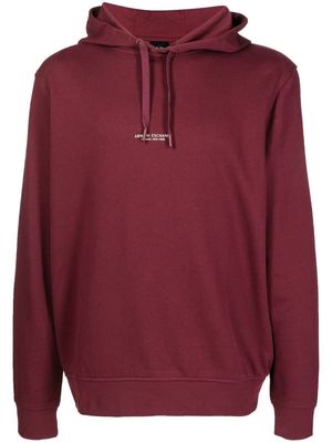 Armani Exchange logo-print long-sleeve hoodie - Red
