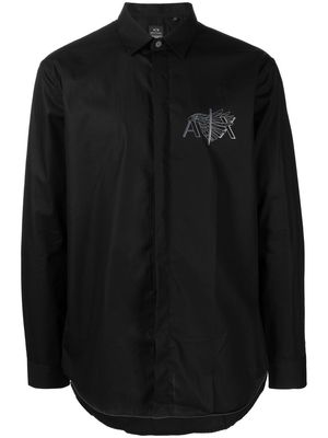 Armani Exchange logo-print long-sleeved shirt - Black