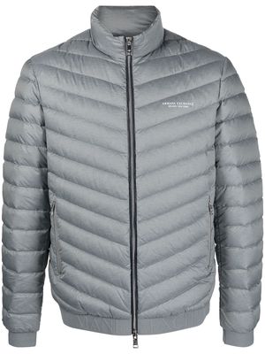 Armani Exchange logo-print puffer jacket - Grey