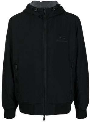 Armani Exchange logo-print reversible hooded jacket - Black