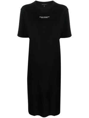 Armani Exchange logo-print side-slit T-shirt dress - Black