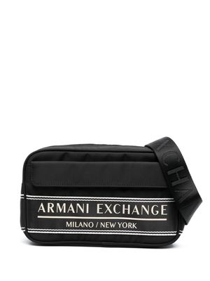 Armani Exchange logo-print textured belt bag - Black