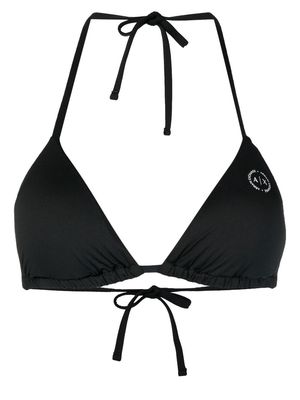 Armani Exchange logo-print triangle bikini top - Black