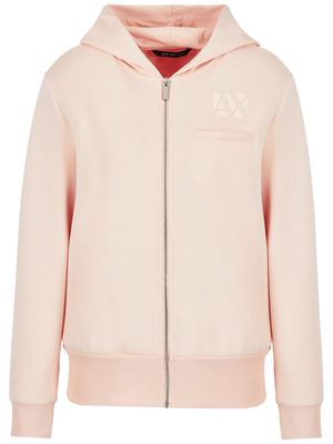 Armani Exchange logo-print zip-up hoodie - Neutrals