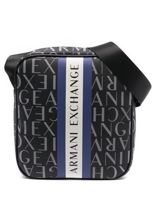 Armani Exchange logo-print zipped messenger bag - Black