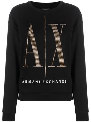 Armani Exchange logo-studded cotton sweatshirt - Black