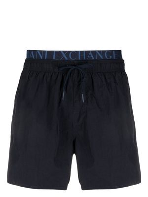 Armani Exchange logo-tape swim shorts - Blue