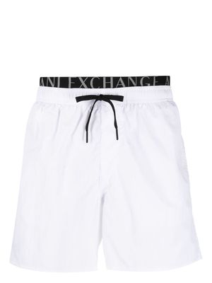 Armani Exchange logo-tape swim shorts - White