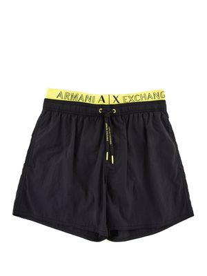 Armani Exchange logo-waistband swim shorts - Black