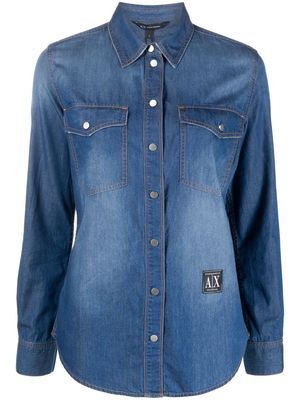Armani Exchange long-sleeved denim shirt - Blue