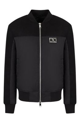 Armani Exchange Men's Cotton Blend Bomber Jacket in Black
