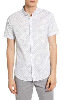 Armani Exchange Men's Print Stretch Cotton Short Sleeve Button-Up Shirt in White Micro