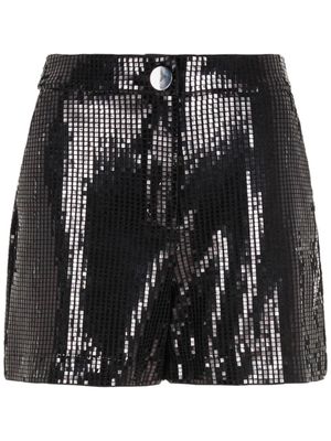 Armani Exchange metallic-effect high-waisted shorts - Black