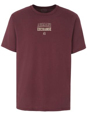 Armani Exchange metallic-effect logo-print T-shirt - Red