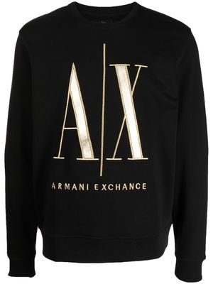 Armani Exchange metallic finish logo-print sweatshirt - Black