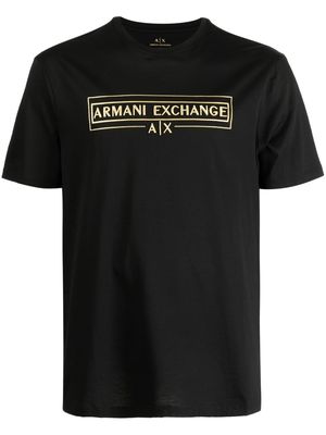 Armani Exchange metallic-finish logo print T-shirt - Black