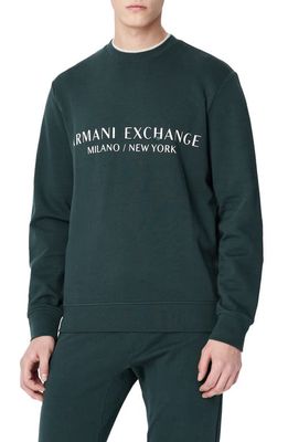 Armani Exchange Milano/New York Logo Graphic Sweatshirt in Green Gables