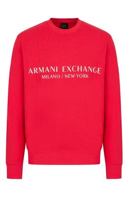 Armani Exchange Milano/New York Logo Graphic Sweatshirt in Lipstick Red