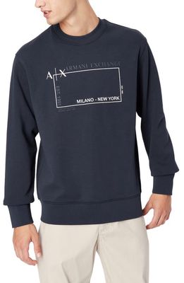 Armani Exchange Milano New York Logo Graphic Sweatshirt in Navy