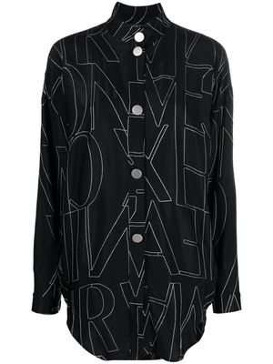 Armani Exchange monogram-pattern button-up shirt - Black