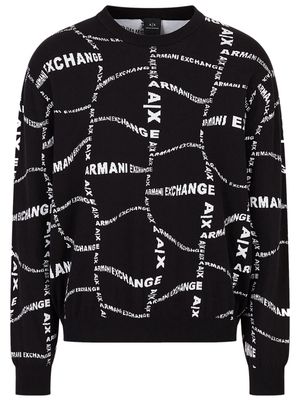 Armani Exchange monogram-pattern cotton sweatshirt - Black