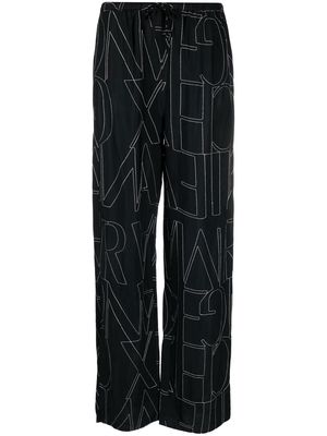 Armani Exchange monogram-pattern elasticated trousers - Black