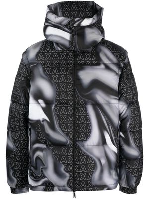 Armani Exchange monogram-pattern puffer jacket - Black