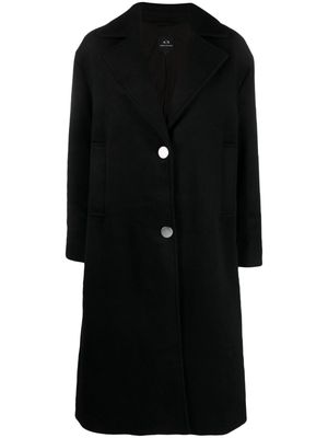 Armani Exchange notched-collar single-breasted coat - Black