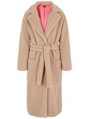Armani Exchange notched-lapels fleece coat - Brown
