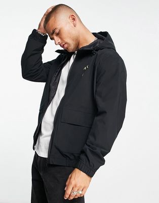 Armani Exchange nylon jacket with back logo in black - BLACK