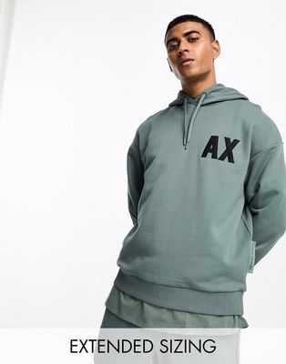 Armani Exchange oversized logo hoodie in dark green mix and match