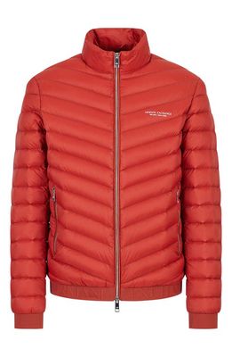 Armani Exchange Packable Down Puffer Jacket in Red Ochre/Black