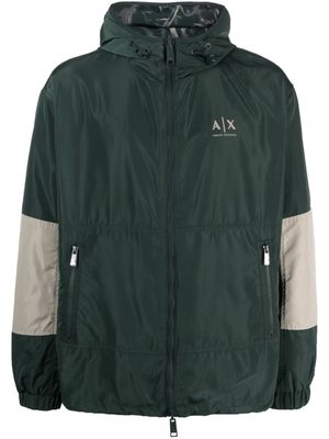 Armani Exchange panelled hooded jacket - Green