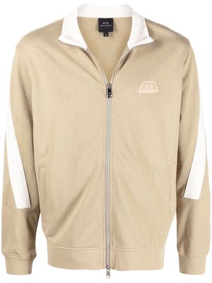 Armani Exchange panelled zip-up sweatshirt - Neutrals