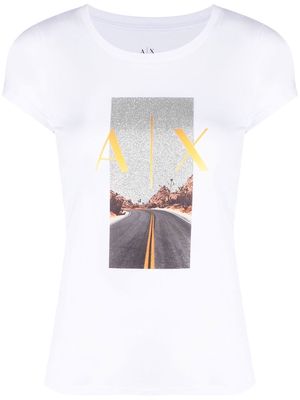 Armani Exchange photograph logo-print T-shirt - White