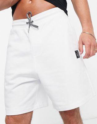 Armani Exchange Pima small logo cotton shorts in white-Black