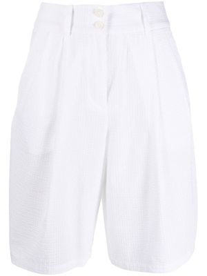 Armani Exchange pleat-detail textured-stripe shorts - White