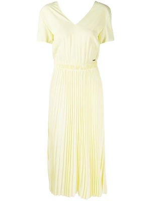 Armani Exchange pleated short-sleeve long dress - Yellow