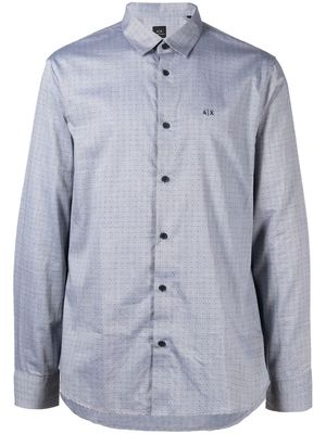 Armani Exchange polka-dot embroidered-logo shirt - Grey
