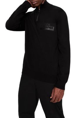 Armani Exchange Quarter Zip Sweatshirt in Solid Black