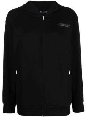 Armani Exchange raised-logo half-zip hoodie - Black
